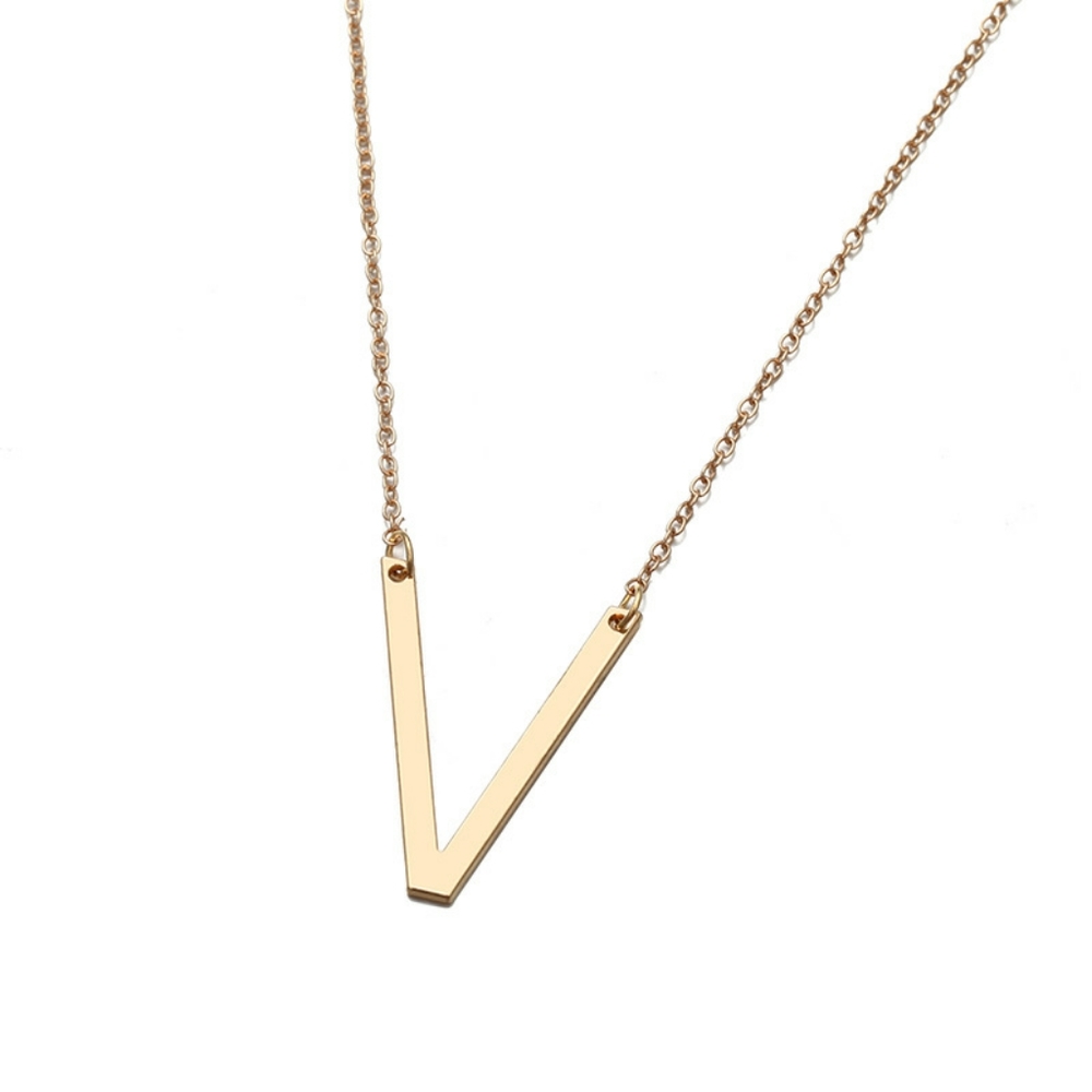 Letter V - Letter Pendant Fashion Necklace - Picture 4 of 11